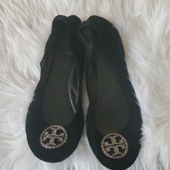 Tory Burch Shoes - Tory Burch Black Velvet Flats Size 7